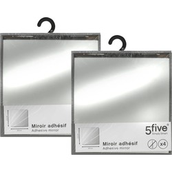 5Five Plak spiegels tegels - 12x stuks - glas - zelfklevend - 20 x 20 cm - vierkantjes - muur/deur/wand - Spiegels