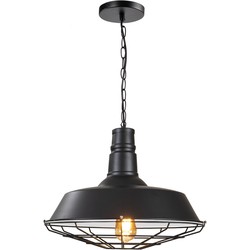 QUVIO Hanglamp staal met rooster zwart- QUV5049L-BLACK