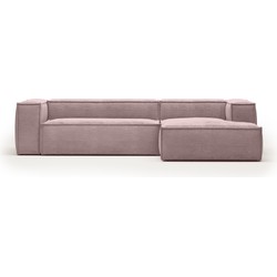 Kave Home - 3-zitsbank Blok corduroy roze met chaise longue rechts 300 cm