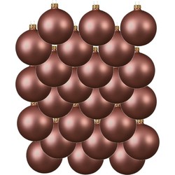 24x Glazen kerstballen mat oud roze 6 cm kerstboom versiering/decoratie - Kerstbal