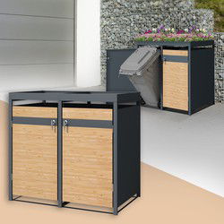 Afvalbak met plantendak 2er tot 240L 132x80x124 cm gemaakt van staal in lariks look ML design