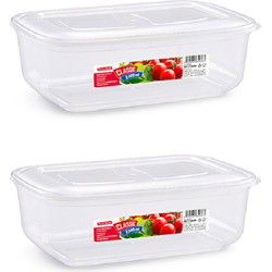 4x diepvries vershoudbakje met stevige deksel 2500 ml 26 x 17 x 8 cm - Vershoudbakjes