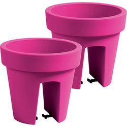 Balkon plantenpot - 2x - fuchsia roze - 5 liter - D25 x H23 cm - Plantenpotten