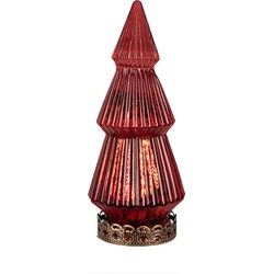 Clayre & Eef Kerstdecoratie met LED-verlichting Kerstboom Ø 7x16 cm Rood Glas