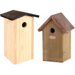 Nestkastjes/vogelshuisjes set van 2x stuks voor tuinvogels - Vogelhuisjes