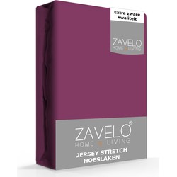 Zavelo® Jersey Hoeslaken Paars-Lits-jumeaux (180x200 cm)