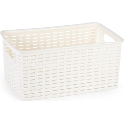 Plasticforte Opbergmand - Kastmand - rotan kunststof - creme wit - 5 Liter - 15 x 28 x 13 cm - Opbergmanden