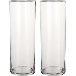 2x Ronde glazen cilinder vaas/vazen transparant 55 cm lang - Vazen