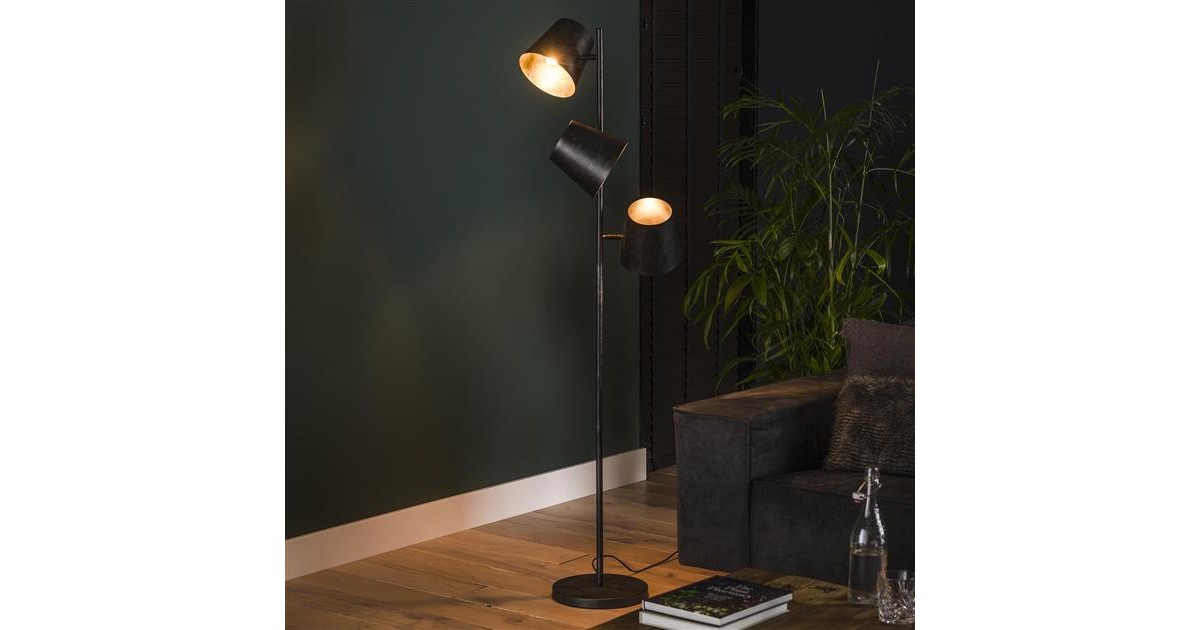 Dimehouse Industriële Vloerlamp Carter - Zwart metaal - 3-lichts