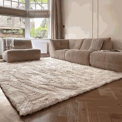 Hoogpolig vloerkleed Odelia beige/wit - Interieur05 Beige,Wit - Polyester