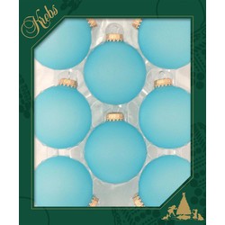 8x Matte blauwe kerstballen van glas 7 cm - Kerstbal