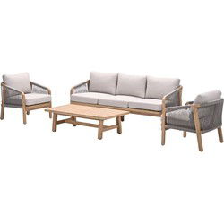 Santos loungeset - 4-delig - acaciahout met white wash - sand