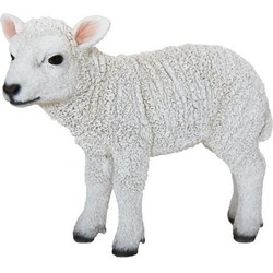 Dierenbeeldje Lammetje - staand - polystone - 21 x 26 x 10 cm - Beeldjes