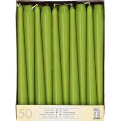 Conpax Candles Dinerkaarsen - 50x stuks - olijfgroen - 25 cm - Dinerkaarsen