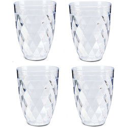 Leknes Drinkglazen en karaf 1.5L set - kunststof - 4 glazen - Drinkglazen