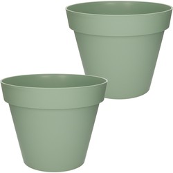 2x stuks bloempotten Toscane kunststof groen D30 x H26 cm - Plantenpotten