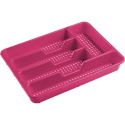 Bestekbak/bestekhouders 5-vaks fuchsia roze 34 x 25 x 4 cm - Bestekbakken