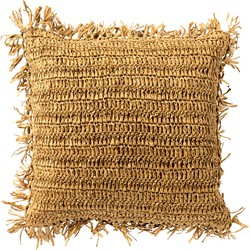 Dutch Decor ANTONIO - Sierkussen 45x45 cm - effen kleur met raffia - Natural - bruin - Dutch Decor