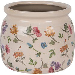 Clayre & Eef Bloempot Beige Keramiek Bloemen