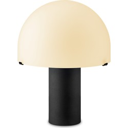 Home sweet home tafellamp Mushroom zwart metaal - opaalglas