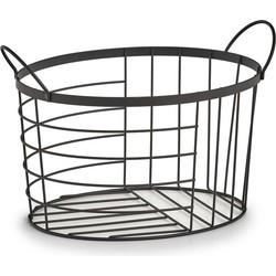 Industriele opberg draadmand - zwart - metaal - 35x23x23 cm - Opbergmanden