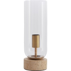 Light & Living - Tafellamp Ø12x35 cm RYLANO glas helder+zand+antiek brons