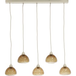 Light&living Hanglamp 5L 104x19x14 cm BISHO glas bruin+zand