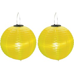 2x stuks Lampionnen op zonne energie geel 30 cm - Lampionnen
