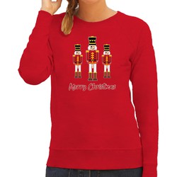 Bellatio Decorations foute kersttrui/sweater dames - Notenkrakers - rood - piemel/penis XL - kerst truien
