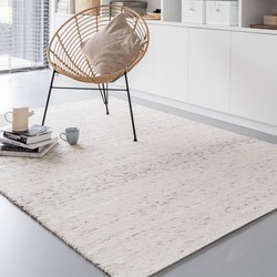 Wollen vloerkleed Wit/Antraciet - Cobble Stone - <a href="https://vloerkledenloods.nl/vloerkleden/wollen-vloerkleed">Wol</a> - 200 x 280 cm - (L)