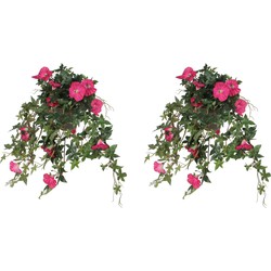 Mica Decorations Kunstplant Petunia - 2x - donkerroze - 50 cm - Kunstplanten