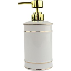 Orange85 Zeeppompje - Zeepdispenser - Wit en goud - 450ml - Keramiek - Badkamer