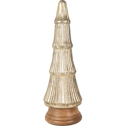 Clayre & Eef Beeld Kerstboom Ø 15x45 cm Goudkleurig Glas Hout