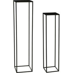 Mica Decorations Bijzettafel Goa - 28x28x120 cm - Ijzer - Zwart - Set van 2