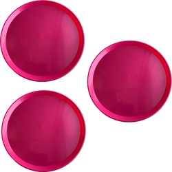 3x stuks roze rond dienbladen/serveerbladen van kunststof 34 cm - Dienbladen