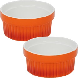 6x Creme brulee schaaltjes/bakjes oranje 11 cm van porselein - Serveerschalen