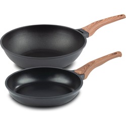 Rosmarino Black Line Koekenpan 28cm + wokpan 30cm - Pannenset inductie