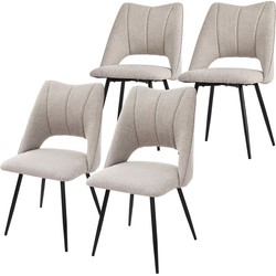 Eetkamerstoel set van 4 Beige gestoffeerd incl. montagemateriaal Gestoffeerde stoel Keukenstoel ML design