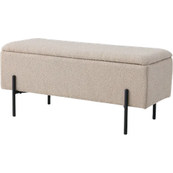 Marlou bouclé bankje met opbergruimte beige - 95 x 46 cm