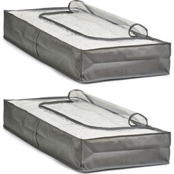 2x Grijze dekbed/kussen beschermhoezen met venster 103 x 45 x 15 cm - Opberghoezen