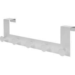 Koopman Kastdeur kapstok - metaal - 5 haken - wit - 39cm - Kapstokken
