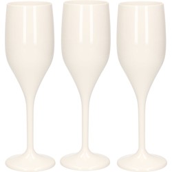 Set van 6x stuks champagneglazen/prosecco flutes wit 150 ml van onbreekbaar kunststof - Champagneglazen