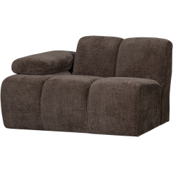 WOOOD Mojo 1-Zits Bank Met Arm Links - Ribstof - Bruin - 74x120x97