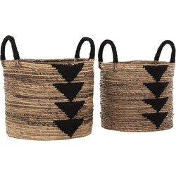 MUST Living Basket Lima black, set of 2,39xØ32 cm / 42xØ37 cm