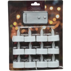 Lumineo LED kaarsjes theelichtjes - 12x stuks - wit - LED kaarsen