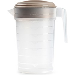 Waterkan/sapkan transparant/taupe met deksel 2 liter kunststof - Schenkkannen