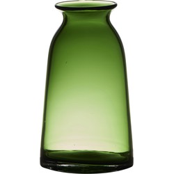 Groene glazen bloemen vaas/vazen 23.5 x 12.5 cm transparant - Vazen