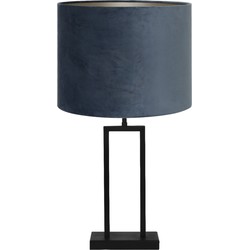 Tafellamp Shiva/Velours - Zwart/Dusty Blue - Ø30x62cm