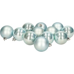 12x stuks kunststof kerstballen baby blauw 6 cm glans/mat - Kerstbal