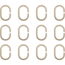 MSV Douchegordijn ophang ringen - kunststof - beige - 12x stuks - 4 x 6 cm - Douchegordijnen